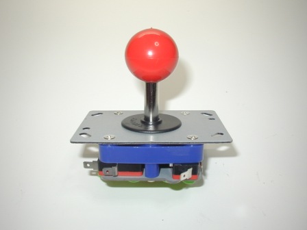 2, 4, Or 8 Way Switchable Red Balltop Joystick : Actuation Switchable By Moving Actuator Plate On Bottom Of Joystick, Metal Base Measures 2 1/2